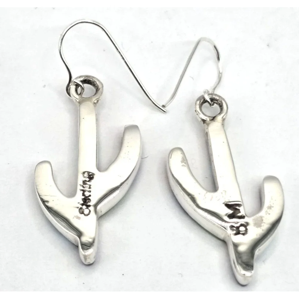 Multi-Gemstone Cacti Earrings Sterling Silver Inlays 0.94" Handmade Signed NEW - Picture 10 of 13